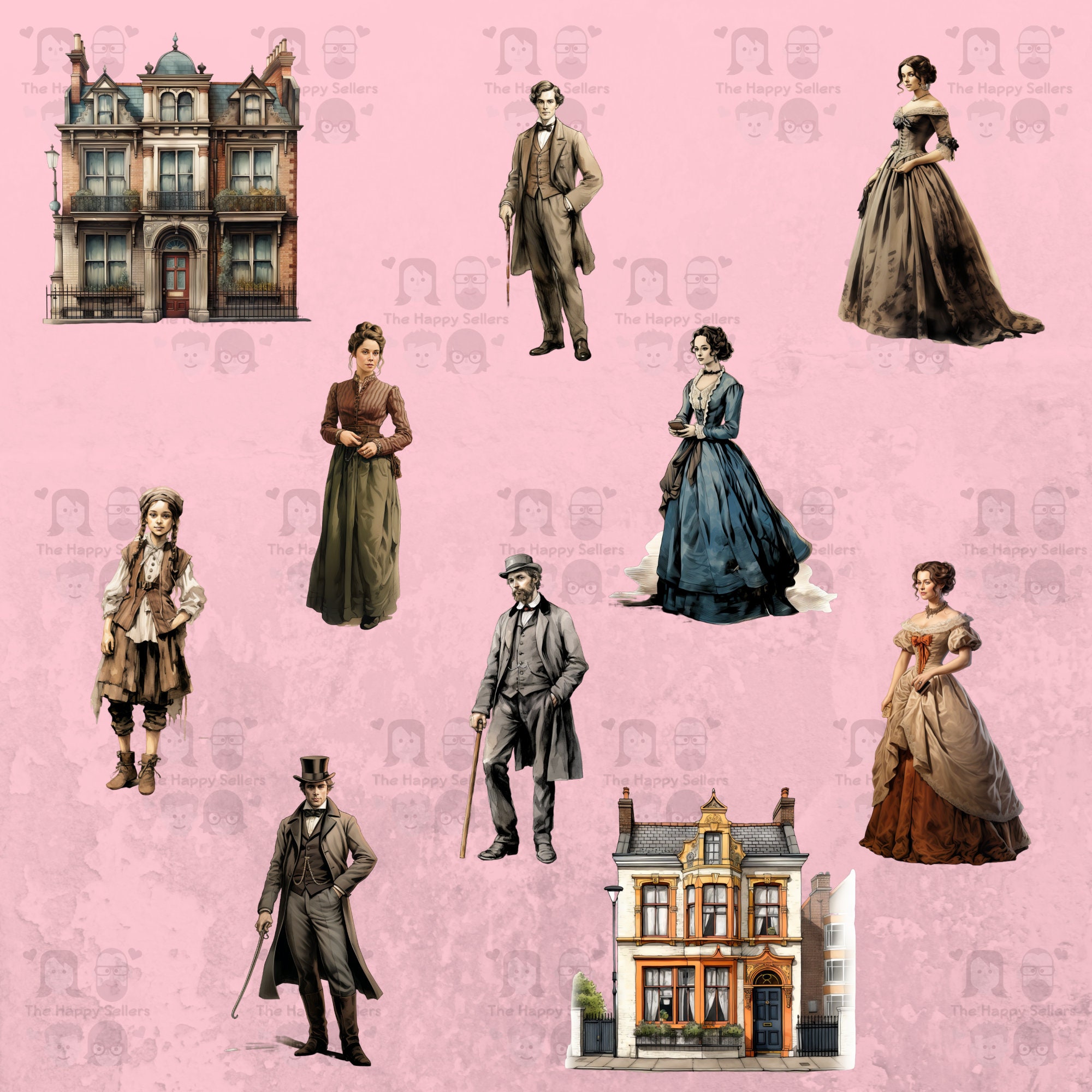 40 Victorian Era Characters Clipart Pack - INSTANT DOWNLOAD, PNG ...