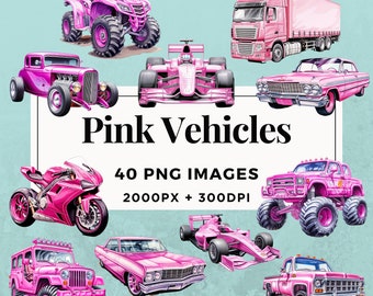 40 Pink Vehicles Clipart Pack INSTANT DOWNLOAD 40 Pink Vehicle Illustrations, PNG Transparent Background, Personal & Commercial Use. THS004