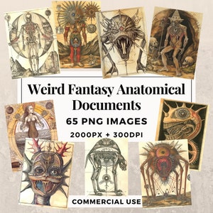 Pacchetto di clipart di 65 documenti anatomici Weird Fantasy DOWNLOAD IMMEDIATO 65 illustrazioni di anatomia fantasy, uso personale e commerciale. THS003