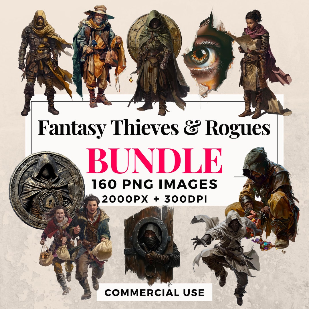 160 Fantasy Thieves and Rogues Clipart Bundle - Instant Download, PNG ...