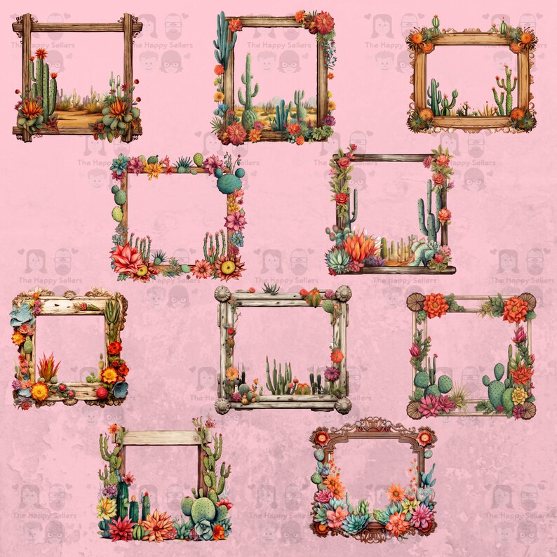 20 Vintage Desert-themed Frames Clipart Pack - INSTANT DOWNLOAD, PNG ...