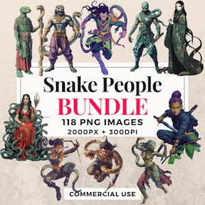 Pacote de 118 Cliparts de Fantasia de Pessoas Cobra - Download instantâneo, Imagens PNG, Fundo transparente, Uso pessoal e comercial. THS003