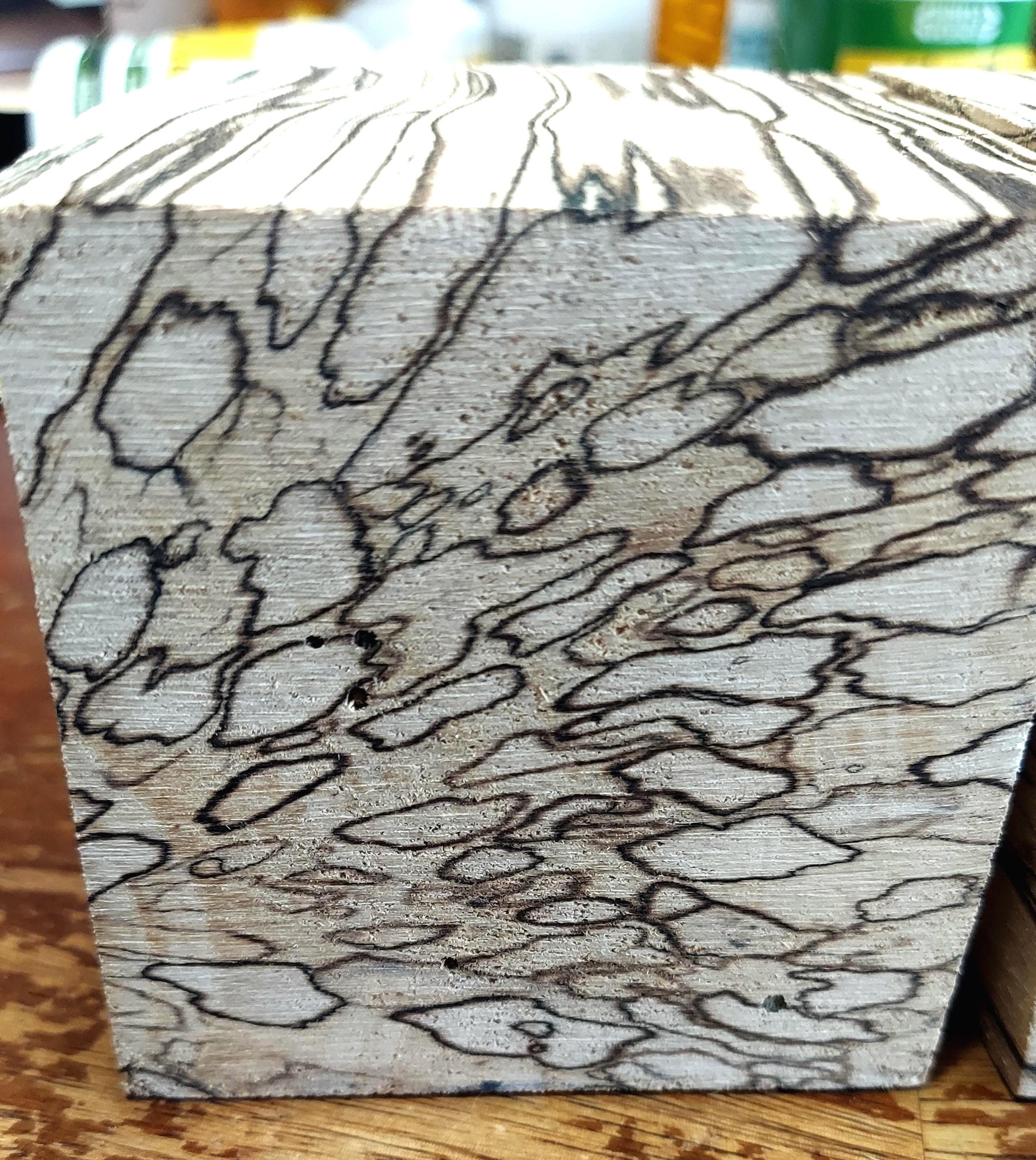Blk Ab: Spalted Maple Blocks. 2 Piece Custom Cut Set, Stabilized, 3.25 ...