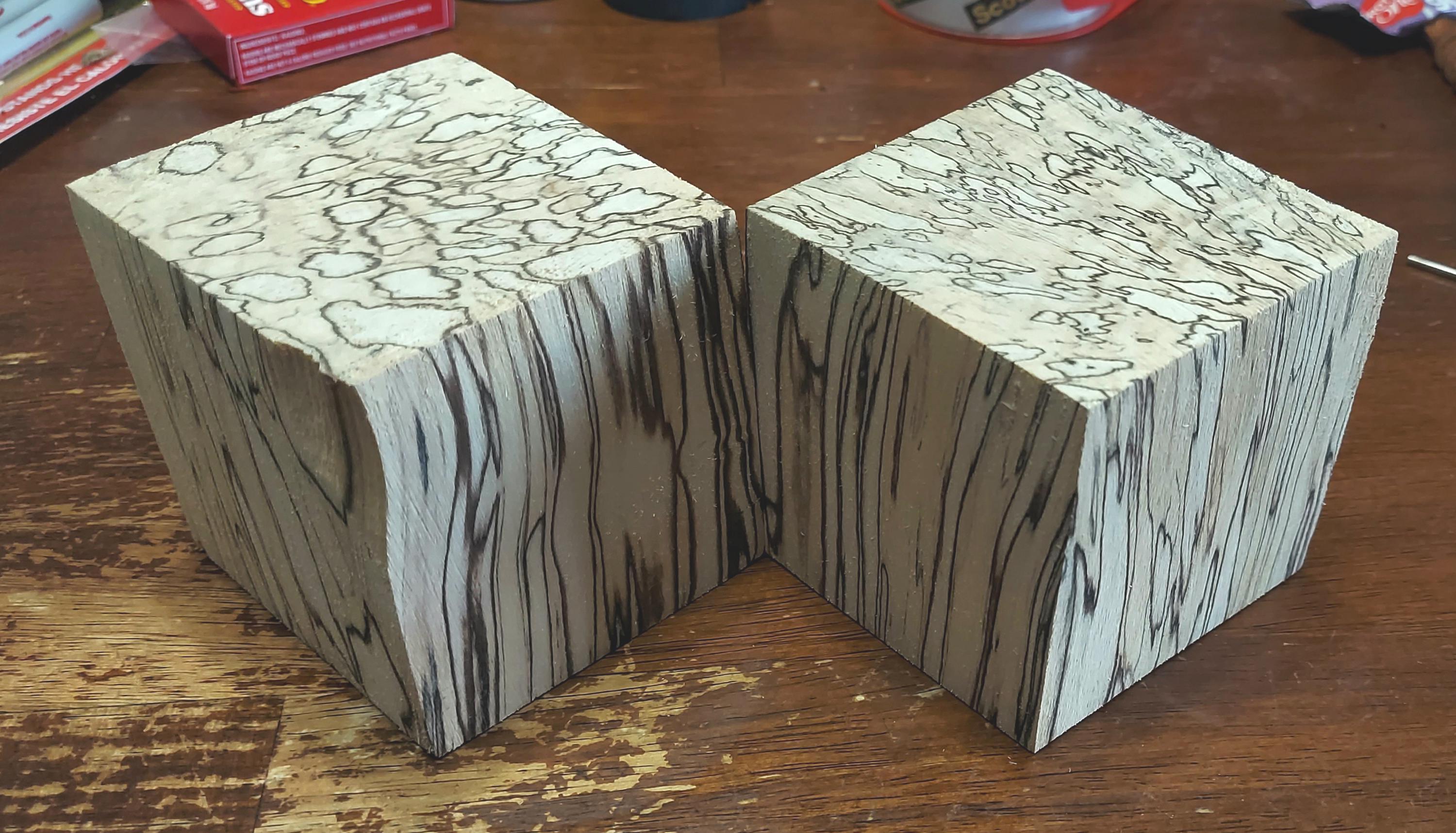 Blk Ab: Spalted Maple Blocks. 2 Piece Custom Cut Set, Stabilized, 3.25 ...