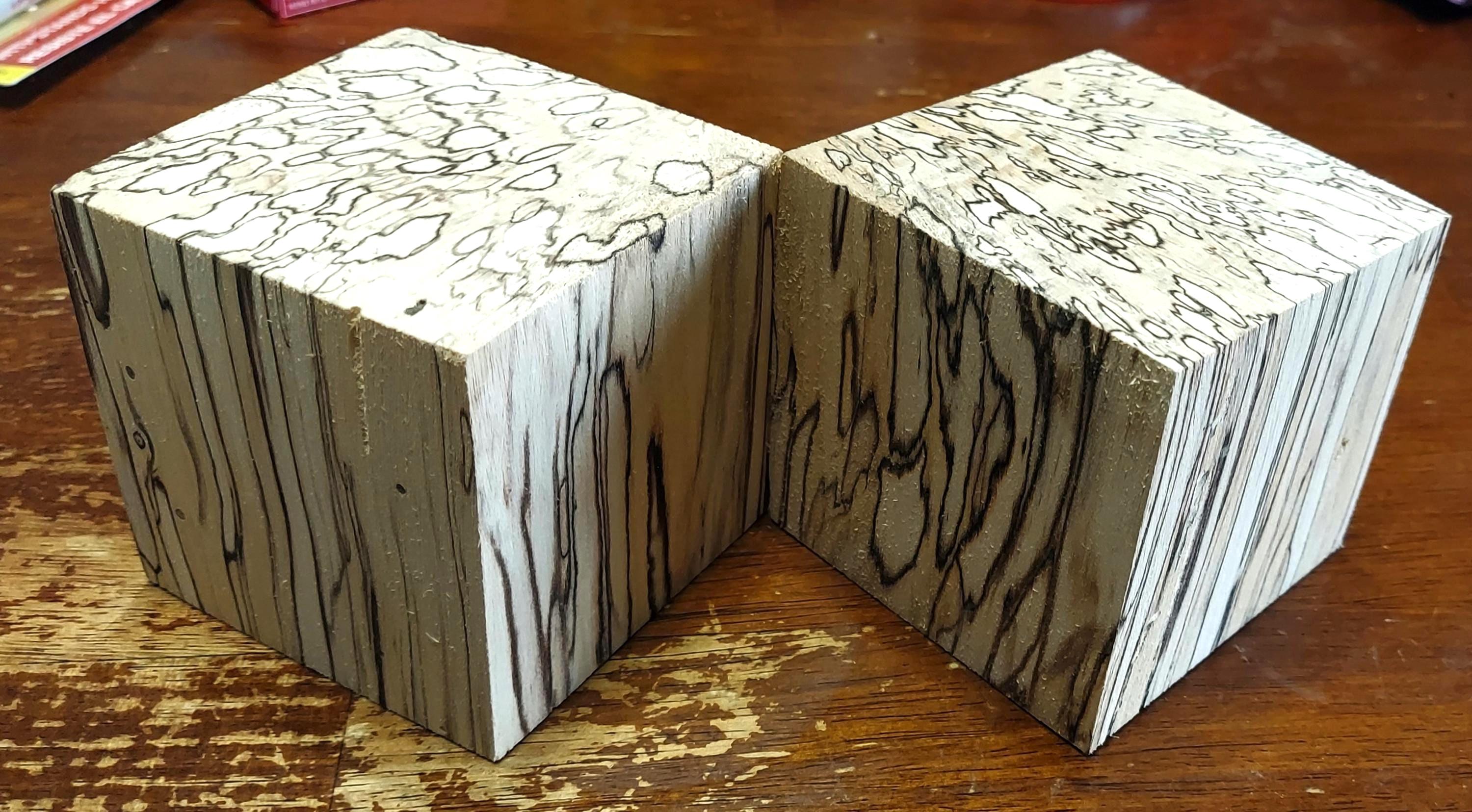 Blk Ab: Spalted Maple Blocks. 2 Piece Custom Cut Set, Stabilized, 3.25 ...