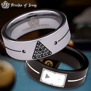 Billiards Custom Personalize Laser Engrave Tungsten Wedding Band Ring