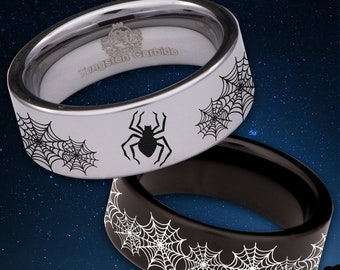Spider Custom Personalize Laser Engrave Tungsten Wedding Band Ring