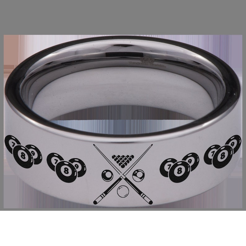 8 Ball Billiards Couple Custom Personalize Laser Engrave Tungsten ...