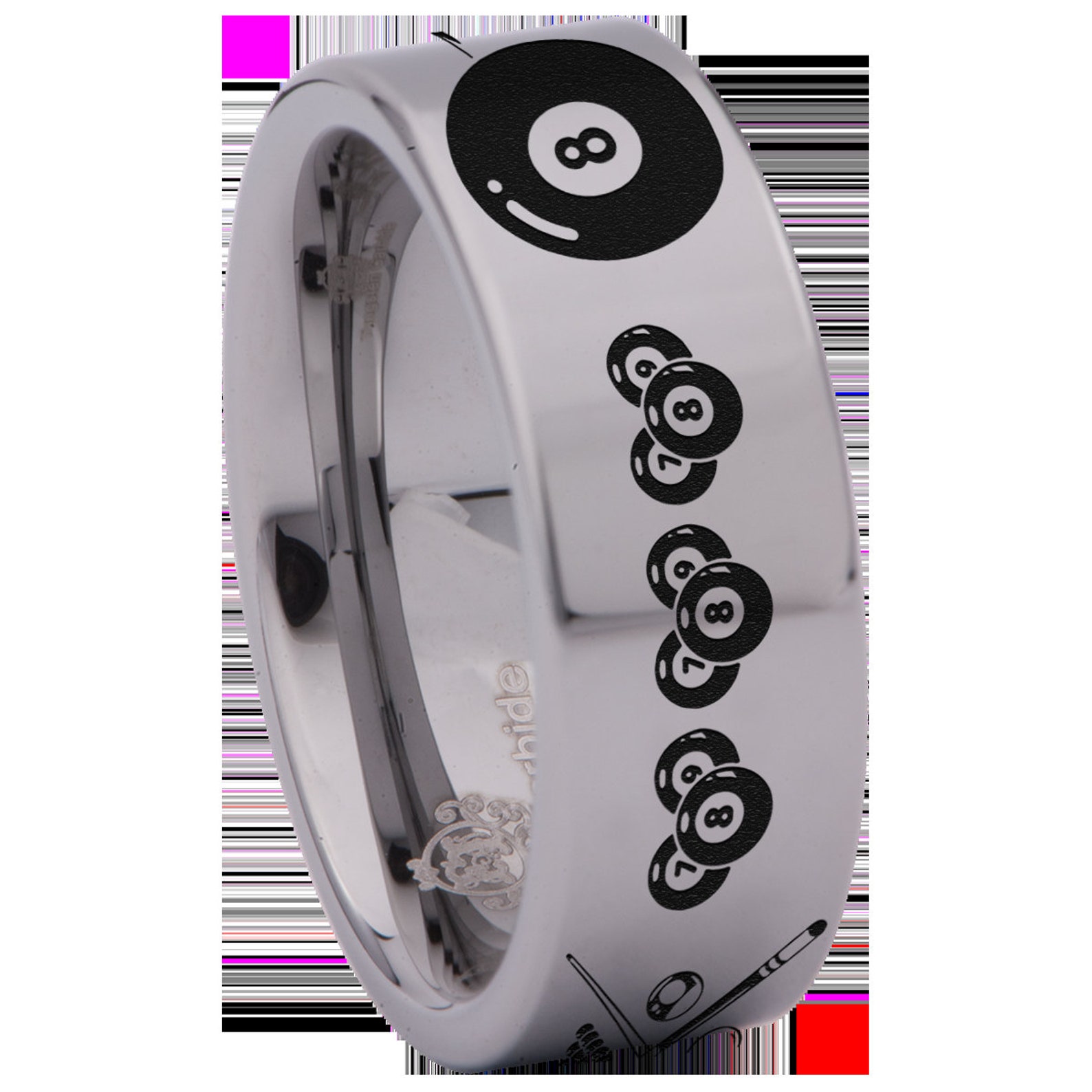 8 Ball Billiards Couple Custom Personalize Laser Engrave Tungsten ...
