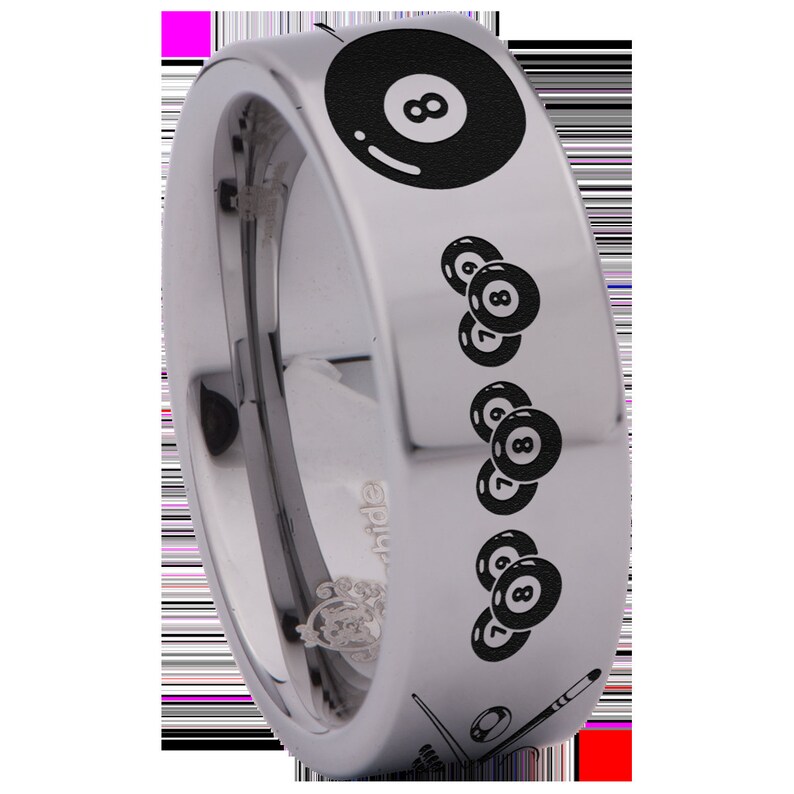8 Ball Billiards Couple Custom Personalize Laser Engrave Tungsten ...