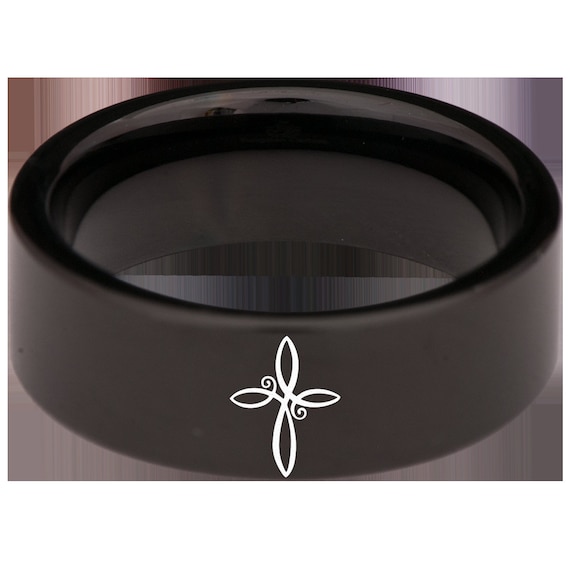 Bague de mariage en tungstène avec gravure au Laser, croix infini