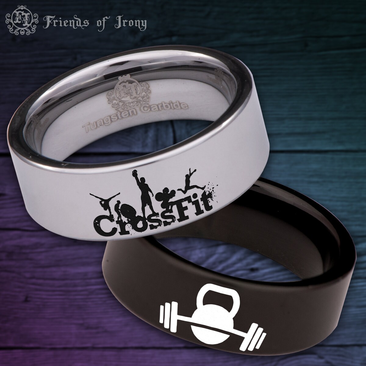Crossfit Custom Personalize Laser Engrave Tungsten Wedding Band Ring Etsy