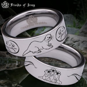 Otter Tungsten Carbide Wedding Band Ring
