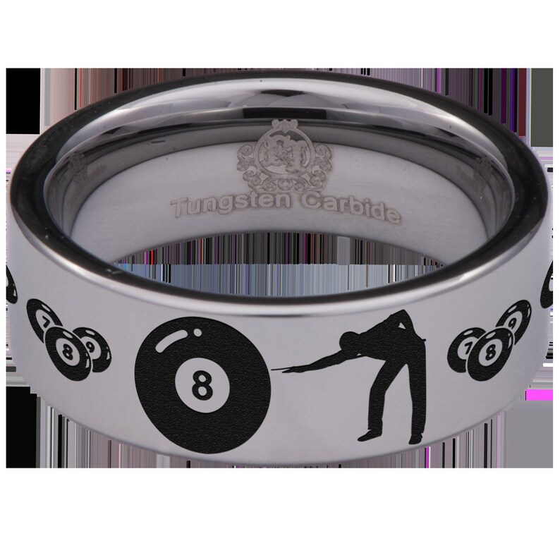 8 Ball Billiards Couple Custom Personalize Laser Engrave Tungsten ...