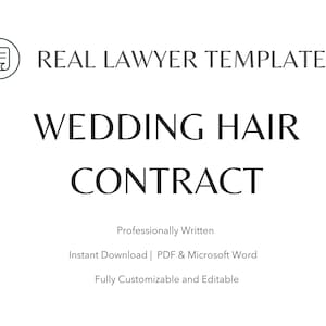 Wedding Hair Contract, Bridal Hair Agreement, Hair Stylist Template, Salon Forms, Bride Hair Styling Service, Bride Hair Salon Forms