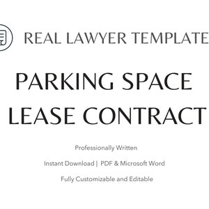 Parking Space Lease Contract Template Parking Spot Rental Agreement  Garage Rental Form Editable Lawyer Drafted Car Spot Monthly Lease