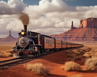 Locomotive du Far West à Monument Valley, Art mural numérique, Affiche imprimable