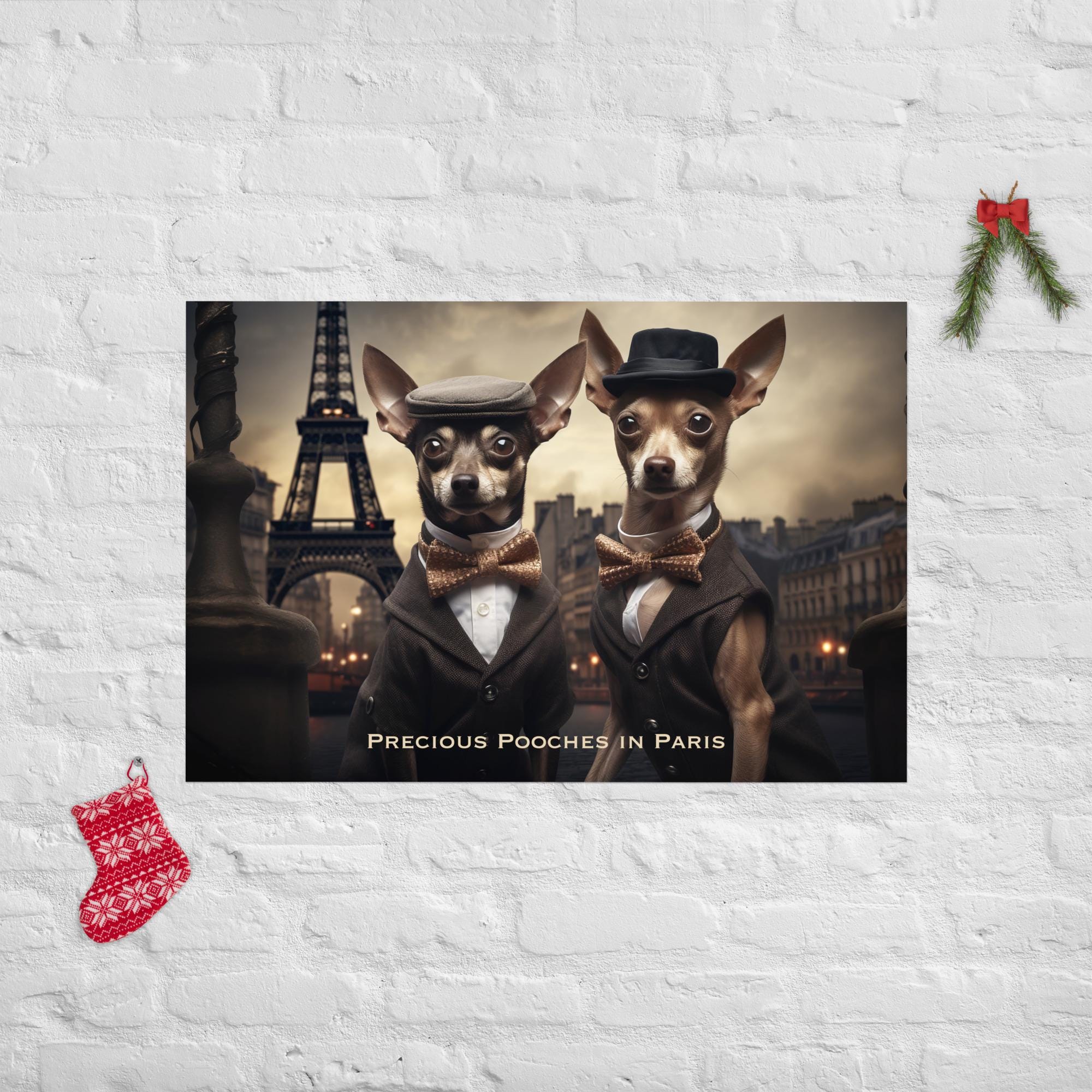 Precious Pooches in Paris Poster: Whimsical Dog Art & French Decor