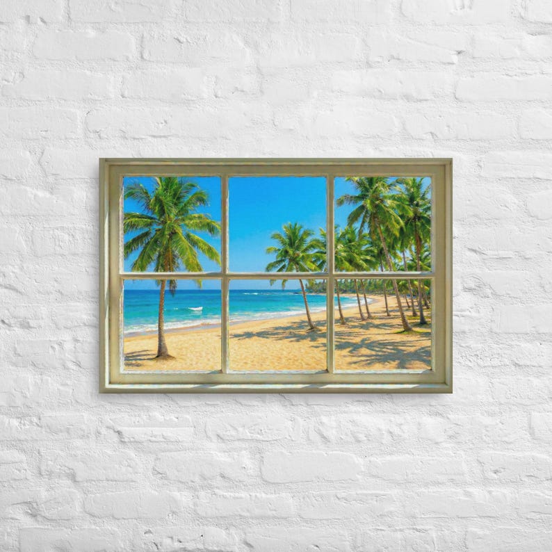 Thin Canvas Tropical Beach Window View : Ocean View Decor Wall Art - Etsy