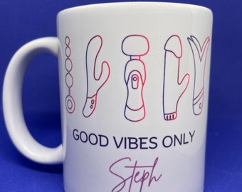 Personalised mug, RUDE, Minimalist Good Vibes Only Mug, Vibrators/Adult Toy Mug, coffee cup, mug gift for her, Christmas gift, birthday gift