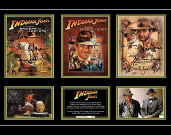 00169 indiana jones original trilogy harrison ford a4 signed print framed