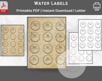 Mondwasser Etikett, Mondwasser, Vollmond, Magisches Wasser, Printable, Tags, Hexe, Wasserarten, Printable, Hexerei, Junk Journal