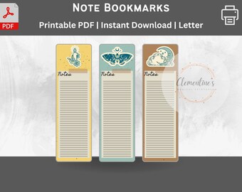 Bookmark, Set of 3, Vintage Bookmark, Bookmark with Notes, Grimoire, Witchy Bookmark, Printable, Instant Download, Digital, Planner, PDF