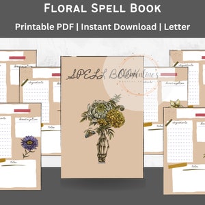 Spell Book, Grimoire, Spell Recipes, Witch Recipes, Botanical, Spells, Spell Journal, Spell Bottle Template, Floral, Witchcraft, Notebook