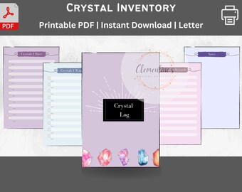 Crystal Inventory, Crystal Printable, Instant Download, Journal, Notebook, Notepad, Paper, Planner, Printable, PDF, Pages, Book