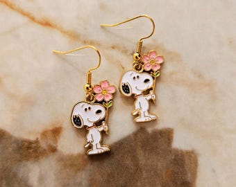 Cravate 100% Soie Snoopy Peanuts Motifs Colorés Tête Blanche - Occasion Rare