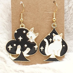 Cat Dangle Earrings: Spade & Club Kitty Earrings