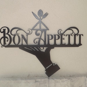 Bon Appetit Metal sign, Kitchen Wall Decor, Housewarming gift, French word wall art, Culinary gift