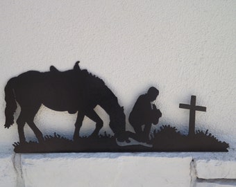 Praying Cowboy and Horse