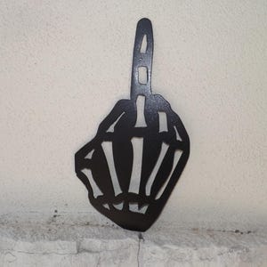 Skeleton hand Metal decor, Middle finger art, Giving the finger, Flipping the Bird, Metal wall art