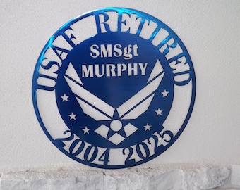Personalized USAF Retirement Metal Wall Art, Air Force Veteran Gift