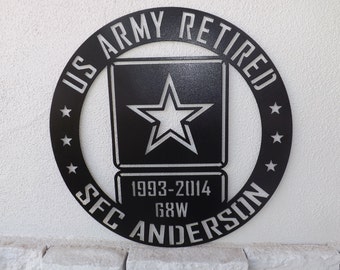 US Army Personalized Retirement Gift, Army Wall Art, Military retirement, Custom Metal Decor, Metal Wall Decor