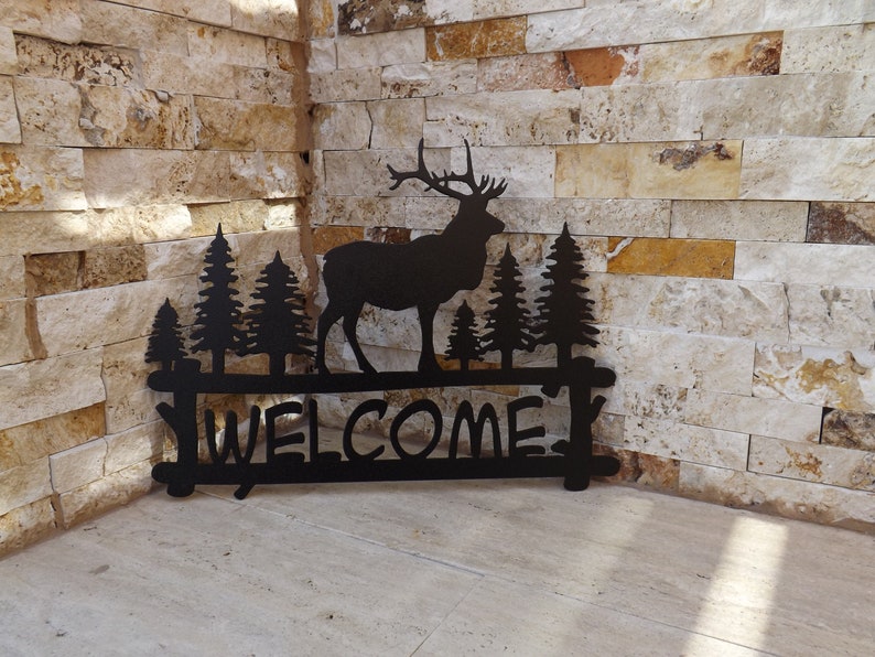 Elk Sign, Metal Art, Cabin, Northwoods, Lodge, Sign