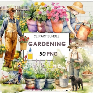 50 Images PNG de clipart de jardinage aquarelle, Transparent, clipart cottagecore, fleurs de soleil png, plantes de jardin, herbes, téléchargement numérique.