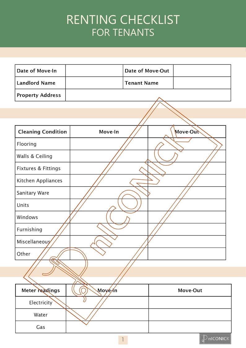 Printable Move In Checklist Renting Move-in Checklist for Tenants - Etsy