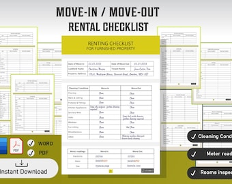 Rental Documentation & Inspection Form for Furnished Property | Tenant-Landlord Move-In/Move-Out Checklist