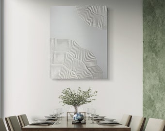 3D Waves Textured Art Canvas: Minimalist Plaster Wall Decor