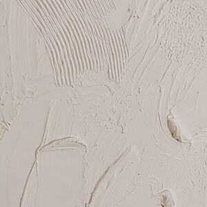 Puede incluir: Primer plano de una superficie blanca texturizada con patrones abstractos creados por pinceladas. La superficie tiene una textura suave, casi aterciopelada.