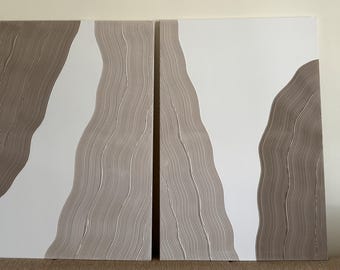 Textured Plaster Art Canvas: 3D Wall Decor, Set of 2