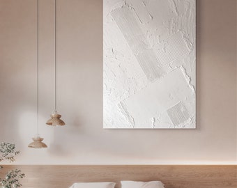 Handcrafted Textured Plaster Art Canvas: Boho Wall Decor