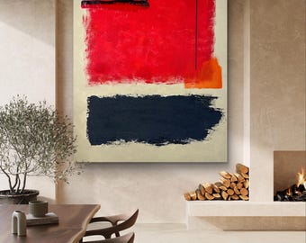 Abstract Canvas Art: Red, Black, and Beige Modern Wall Decor