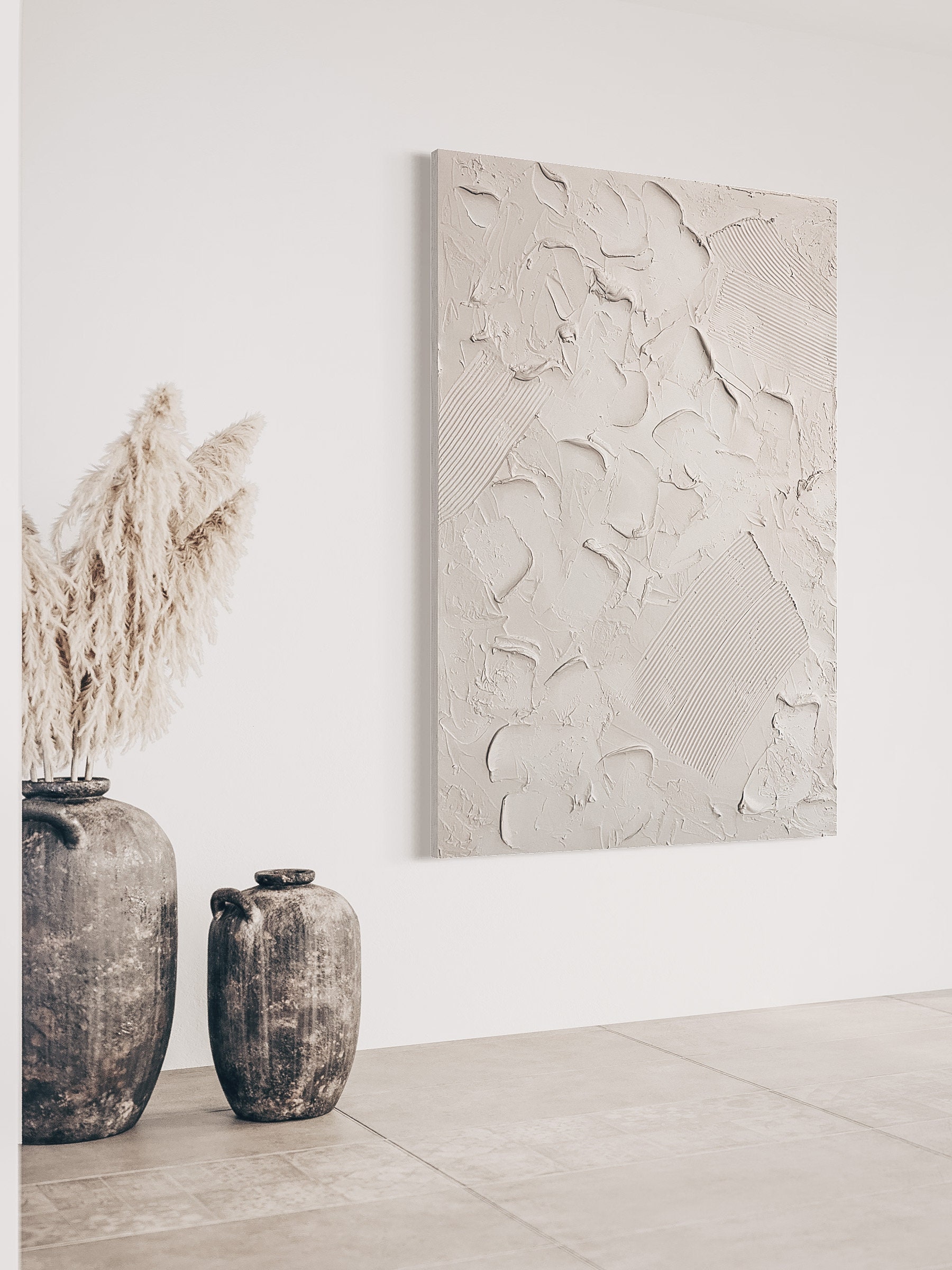 3D Textured Plaster Art Canvas - Boho Style Wall Decor - Etsy