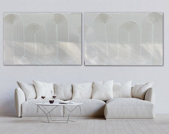 2-Piece Plaster Wall Art: Textured Canvas, Minimalist Decor