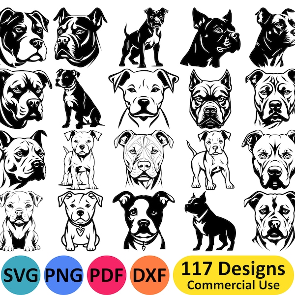 Pit Bull SVG Bundle - 117 different dog svg designs of pitbulls