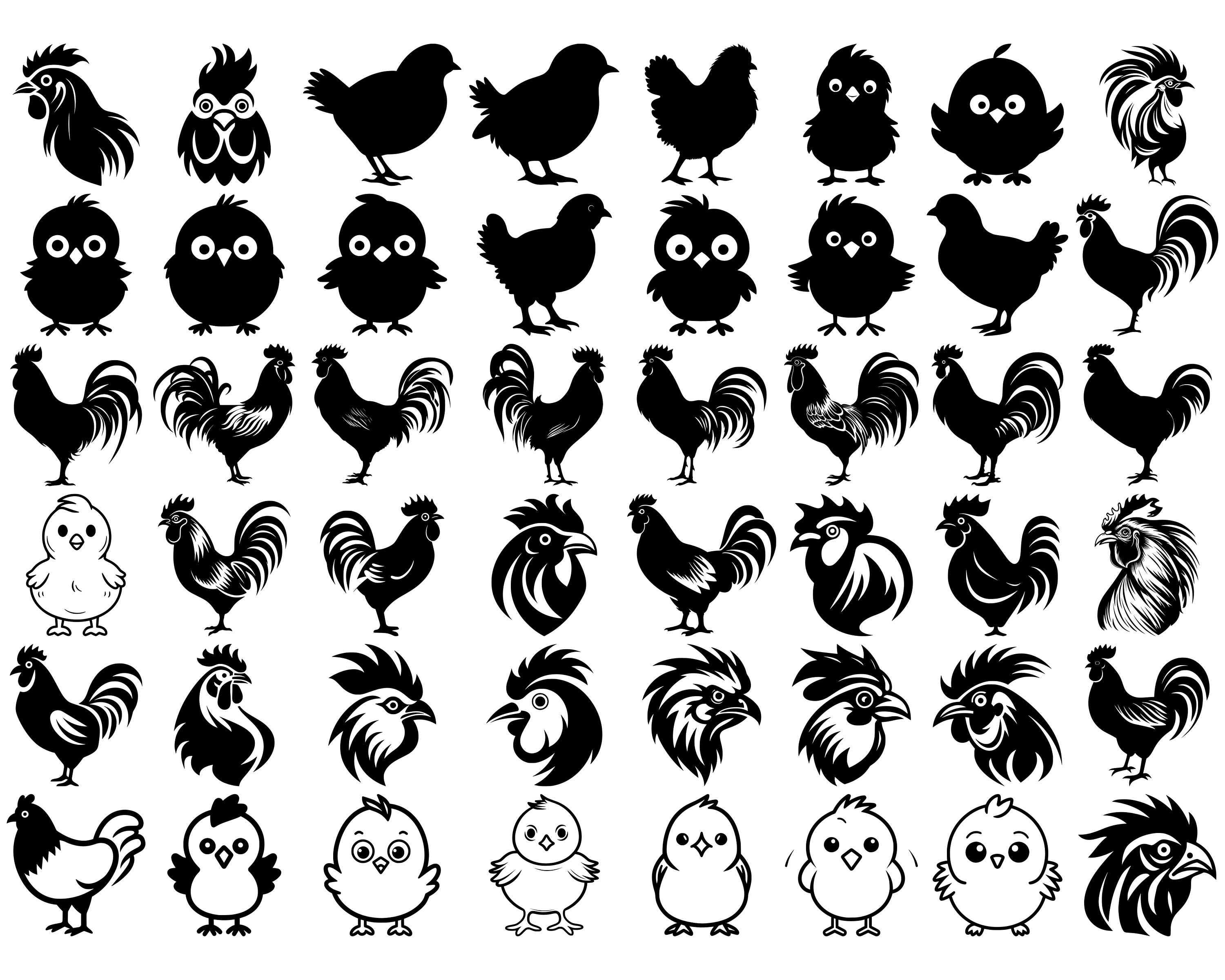 Chicken SVG Bundle - 276 Different Designs of Chickens, Chicks, Hens ...