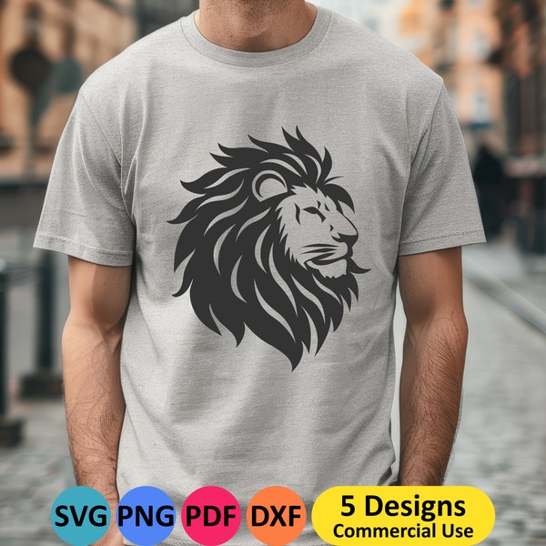 Lion SVG Safari Animal PNG, vector image for download, printable zoo drawing for cricut, realistic image for mens t shirt or sweatshirt